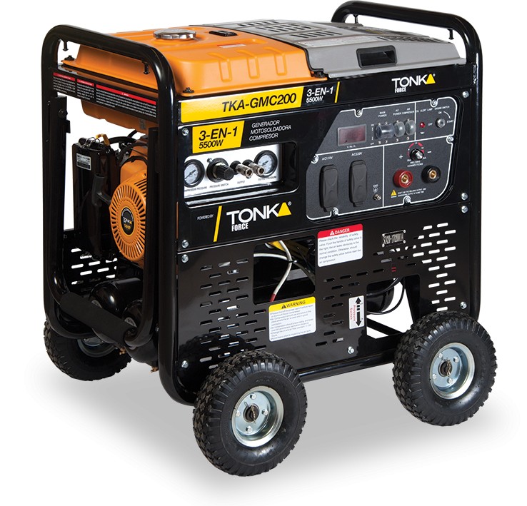 TKA-GMC200 3 EN 1, 14HP, GENERADOR 5KW, MOTOSOLDADORA 200A, COMPRESOR 20Lts, 2HP