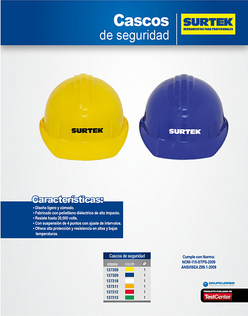 Casco de seguridad con ajuste de intervalos, color amarillo Surtek - Imagen 2