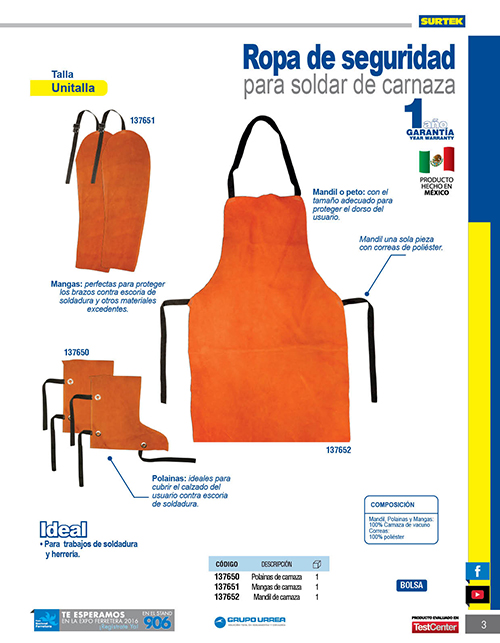 Mandil de carnaza para soldar Surtek - Imagen 2